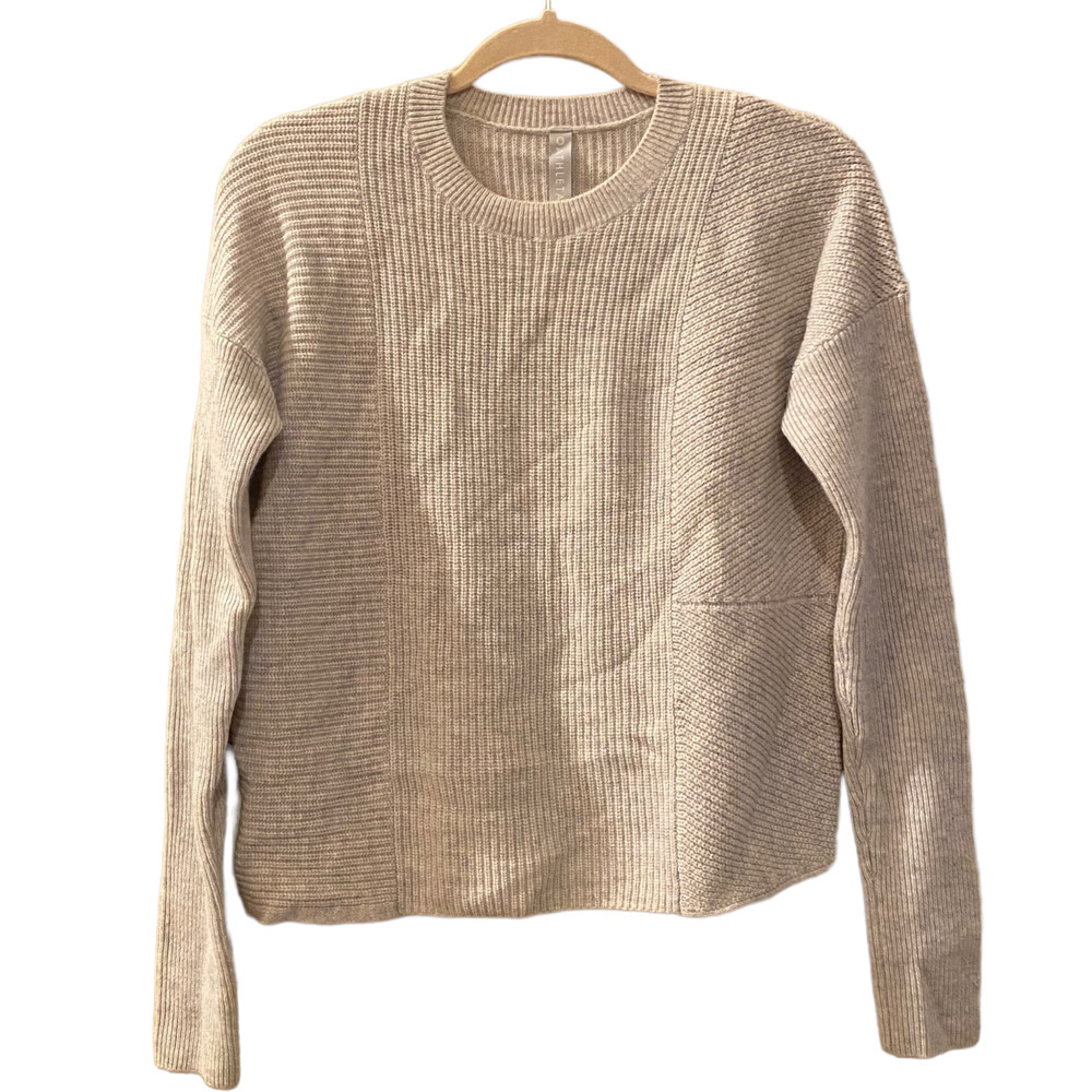Athleta Tunin Knit Cream Ivory Wool Cashmere Sweater XS Soft Crewneck